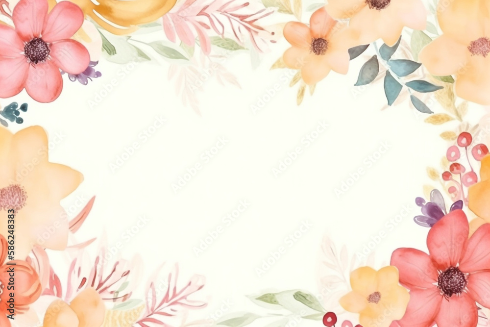 flower frame watercolor background 