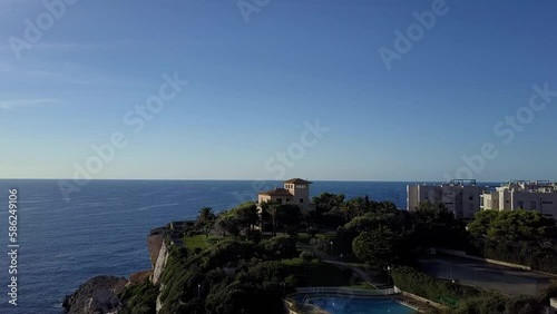 Cinematic Drone Shot fly by of a an impressive Villa in Mallorca
