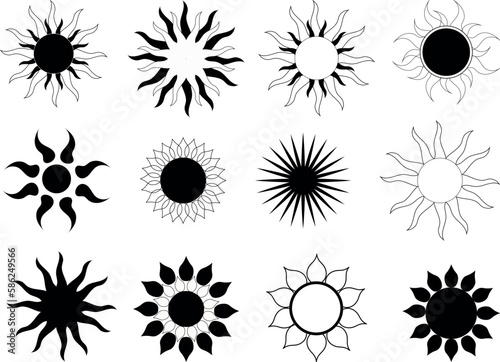 Sun and Stars Elements set. Design icons.