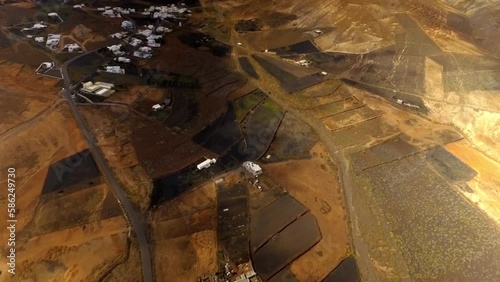 Aerial Shot of the warm Soil of Lanzarote 