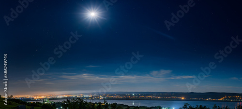 Clear Sky Over a Cityscape at Night