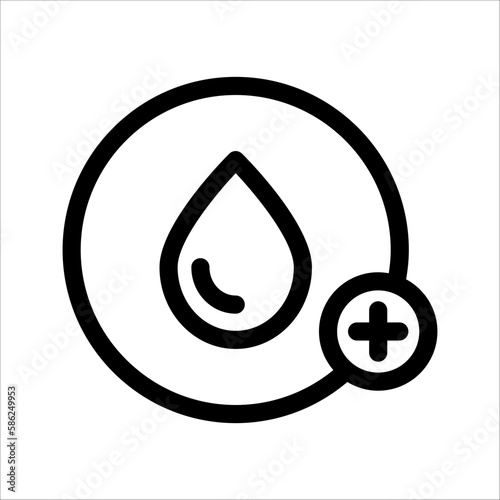 Skin hydration line outline icon, on white background, eps 10.