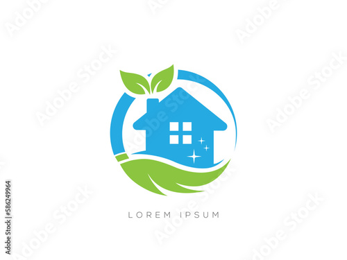  Home & Eco Cleaning Services Logo Design Vector 