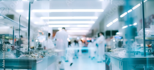 Blurred background of modern operating room at hospital
 photo