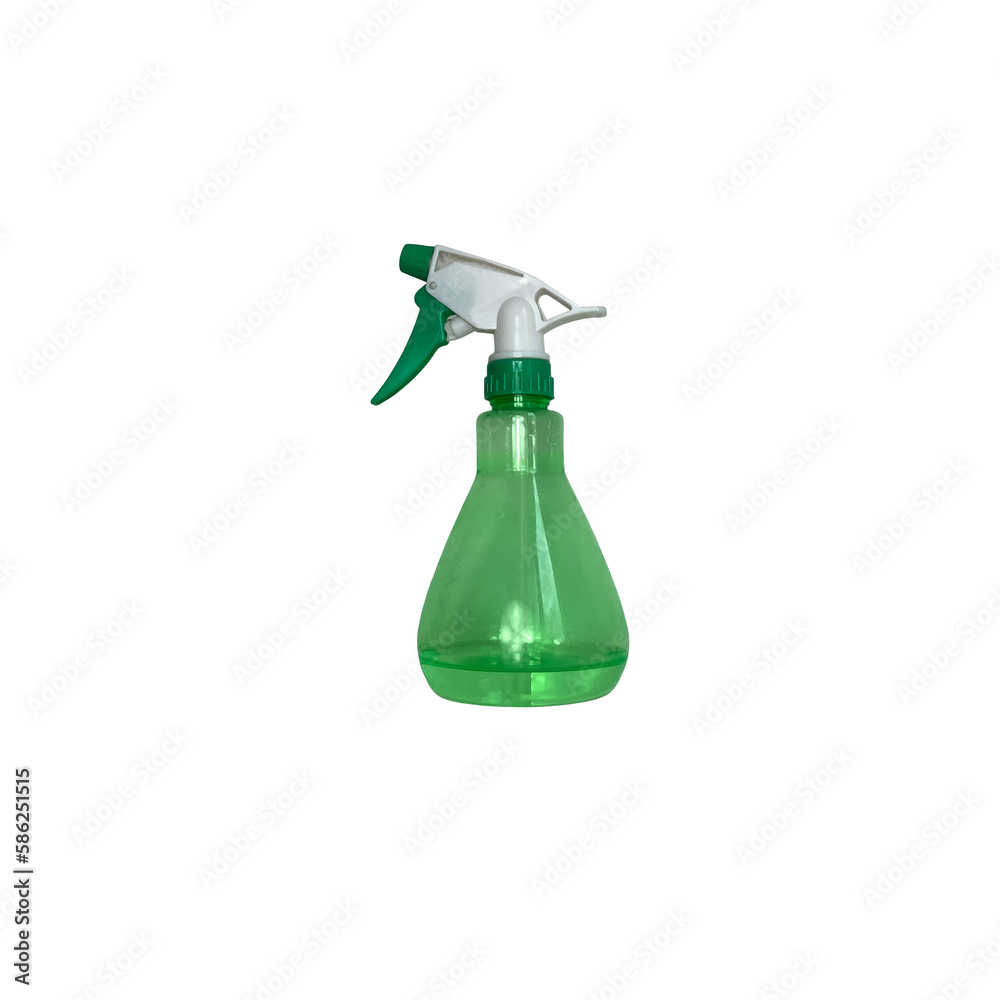 Spray transparent bottle for watering homeplants, flower spray with water for home decor, gardening hobby equipment to take care of plants, isolated object, clipping path Spray transparent bottle for watering homeplants, flower spray with water for home decor, gardening hobby equipment to take care of plants, isolated object, clipping path