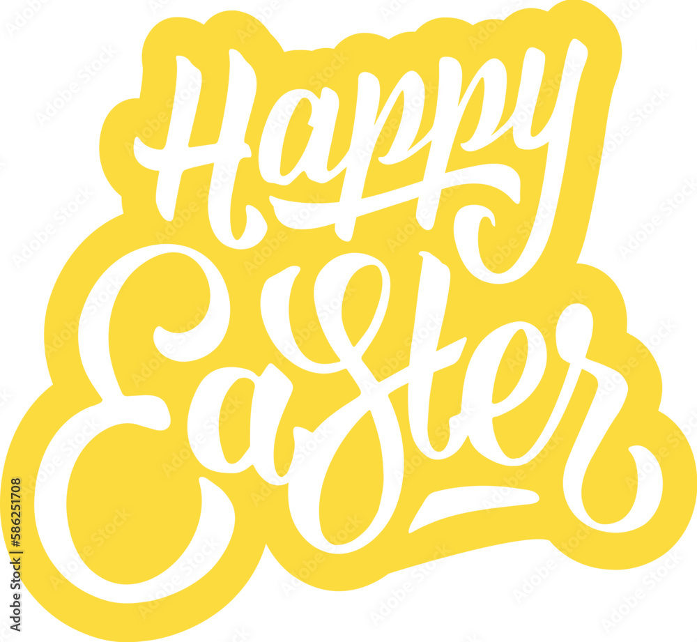 Happy Easter Word art yellow