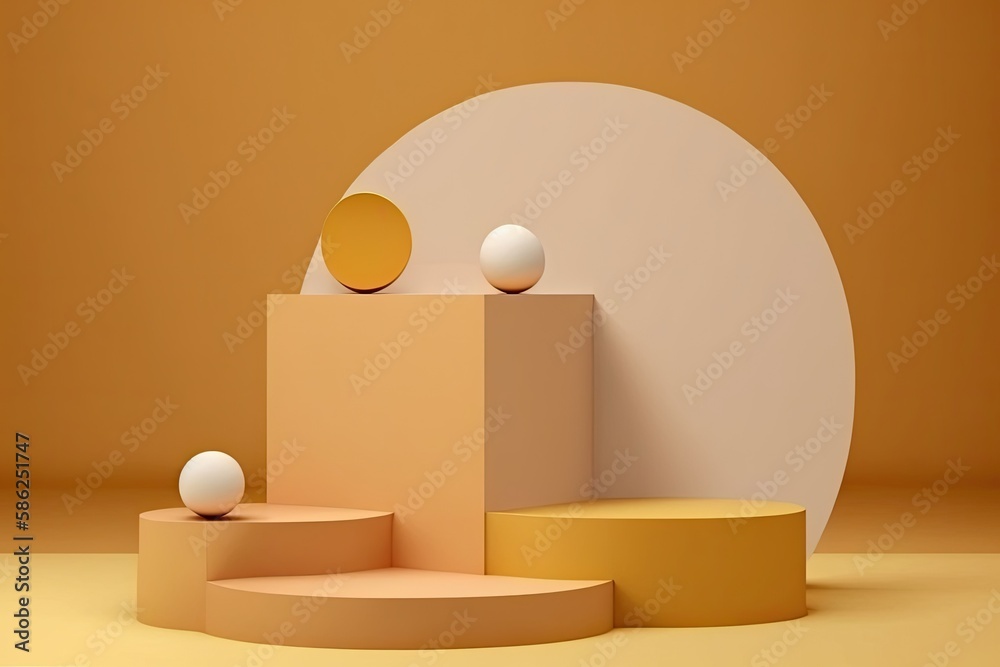 Empty podium, mock up placement display, blank beauty stand for cosmetic product fashion ads on minimal orange background. Luxury pedestal stage mockup scene platform ai generative concept. Empty podium, mock up placement display, blank beauty stand for cosmetic product fashion ads on minimal orange background. Luxury pedestal stage mockup scene platform ai generative concept.