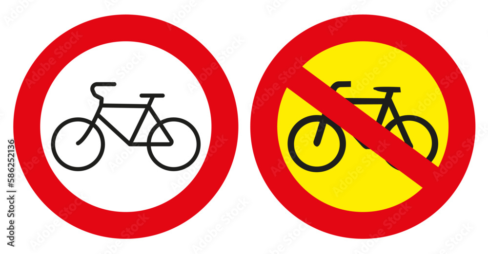 Cycling on road signs is prohibited. Vector graphics. Cycling on road signs is prohibited. Vector graphics.