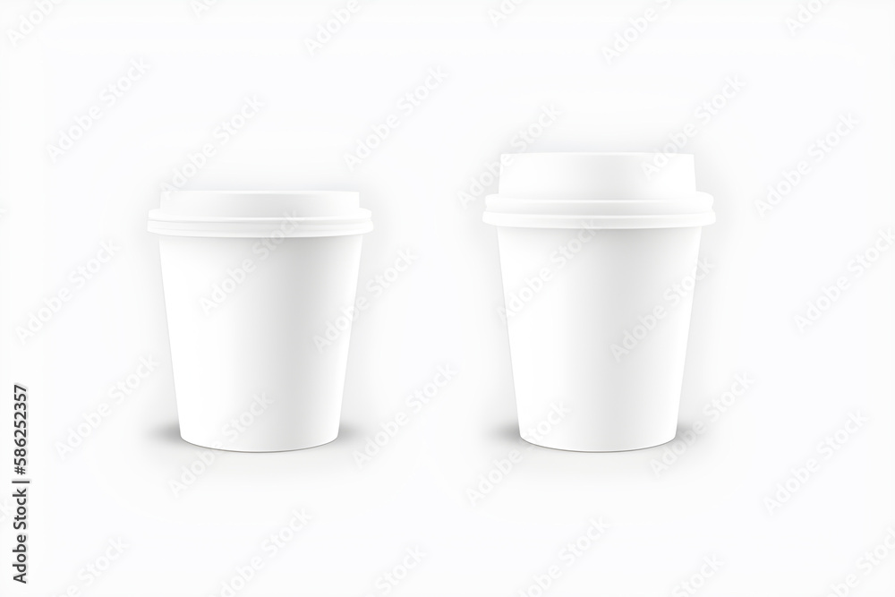 Two White Paper Cups Isolated On White Background Two White Paper Cups Isolated On White Background