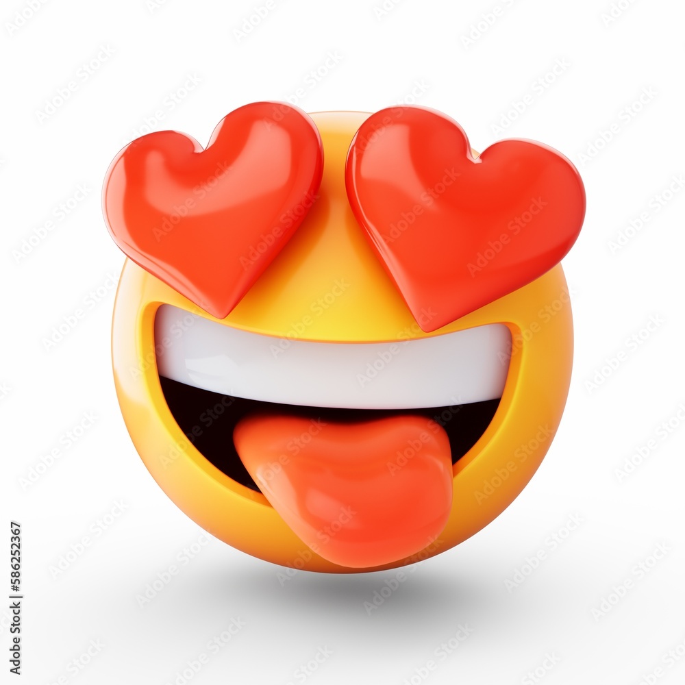 3D Rendering falling in love emoji isolated on white background 3D Rendering falling in love emoji isolated on white background