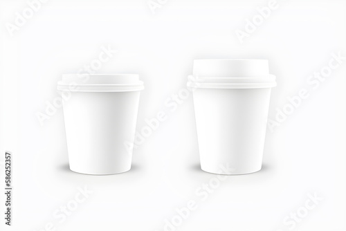 Two White Paper Cups Isolated On White Background