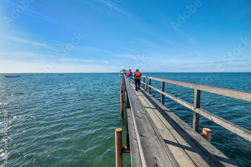 Pier out into Laguna Ojo de Liebre in Baja California Sur, Mexico, where one boards boats to visit the Grey Whales