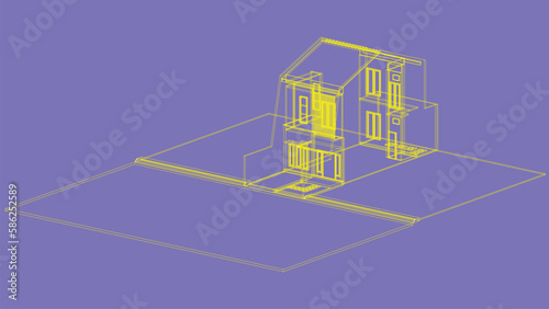 Simple dream house septic tank blueprint illustration, simple minimalist home layout blueprint vector