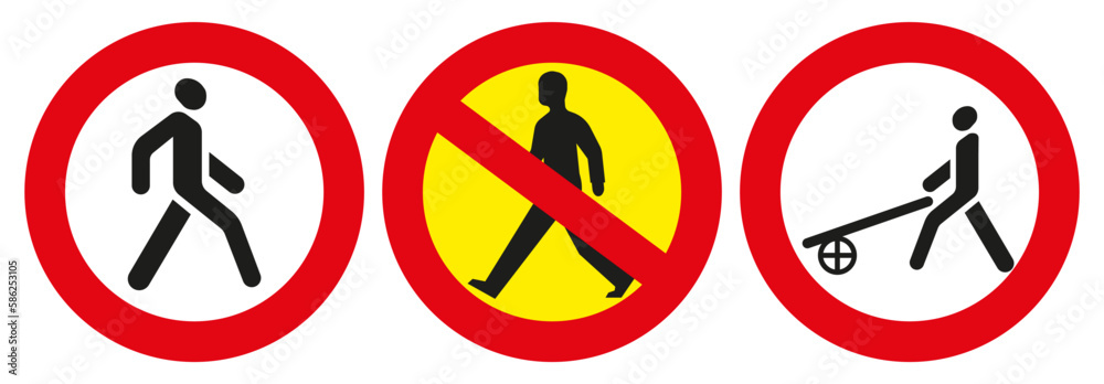 Road sign prohibiting the passage of pedestrians. Vector illustration. Road sign prohibiting the passage of pedestrians. Vector illustration.