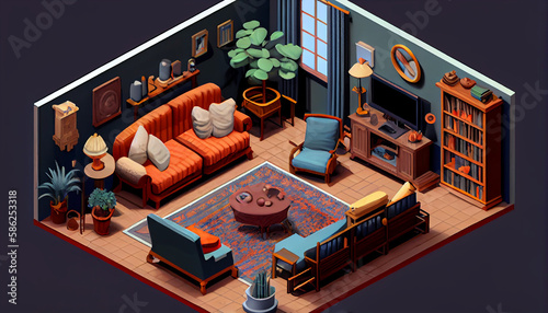 Isometric living room isometric living room Ai generated image photo