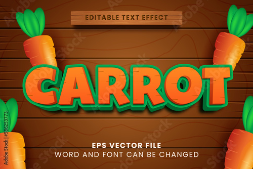 cute carrot vector text effect