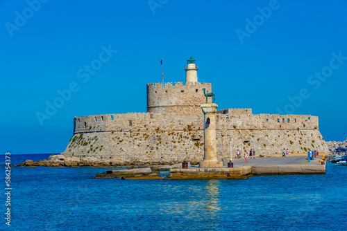 Saint Nicholas Fortress at Greek island Rhodes photo