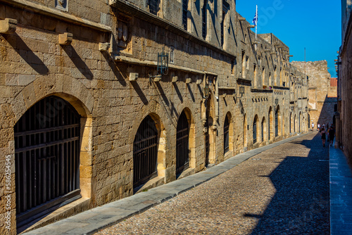 View of a historical street in the center of Rhodes, Greece