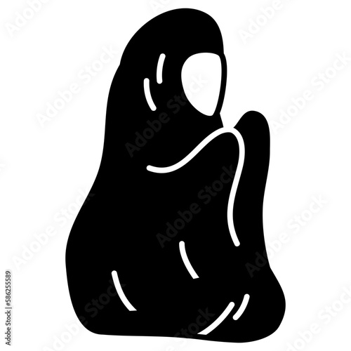 woman muslim worship and pray icon logo