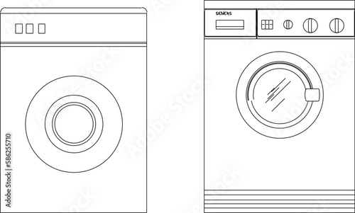 Vector illustration sketch of electronic washing machine