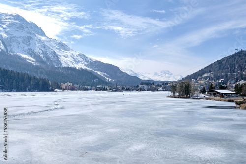 View of St. Moritz, the famous resort region for winter sport and luxury shop © Matteo