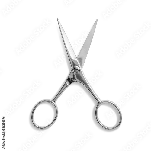 Stainless steel scissors isolated on a transparent background, PNG. High resolution. photo