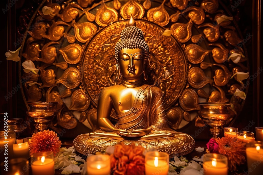 Fototapeta premium Illustration of buddha, generative ai