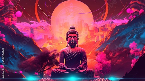 Illustration of buddha, generative ai © Arisctur