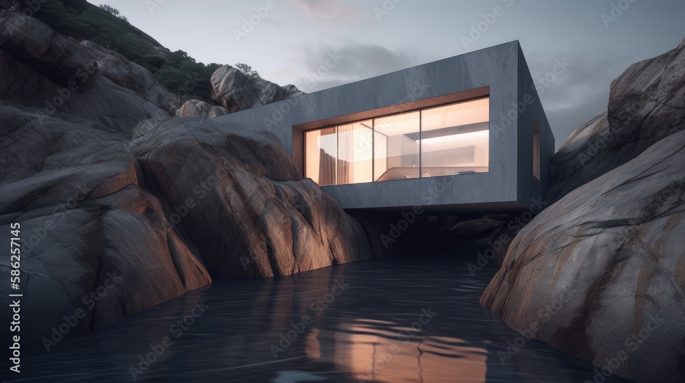 Ultra modern minimalistic style house design. Generative AI