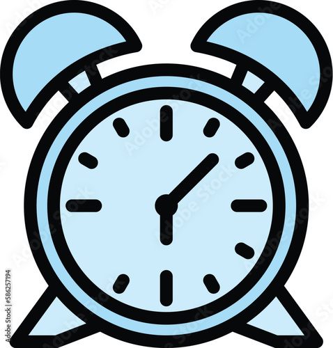 Alarm clock jet lag icon. Outline Alarm clock jet lag vector icon for web design isolated on white background color flat