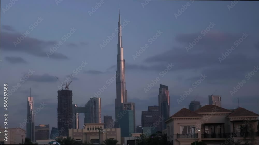 Bursh Khalifa in the afternoon, Dubai, downtown Dubai, skyscrapers, sunny weather