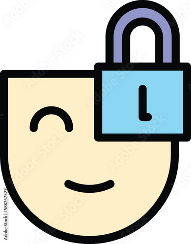 Antidepressant lock icon. Outline Antidepressant lock vector icon for web design isolated on white background color flat
