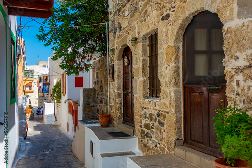 Fototapeta Naklejka Na Ścianę i Meble -  Colorful streets of Mandraki town at Greek island Nisyros