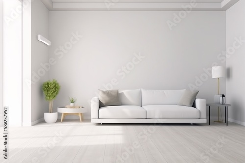 interior couch decoration green sofa space cushion comfortable room modern apartment render stylish. Generative AI.