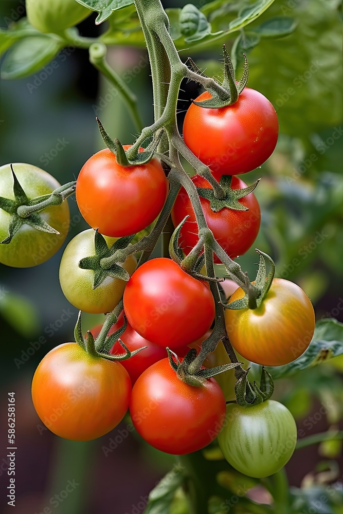 Red, Ripe, and Ready: Enjoy the Taste of Freshly Picked Tomatoes on a Vine: Generative AI