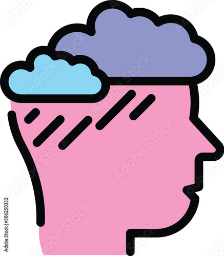 Mind storm icon. Outline Mind storm vector icon for web design isolated on white background color flat