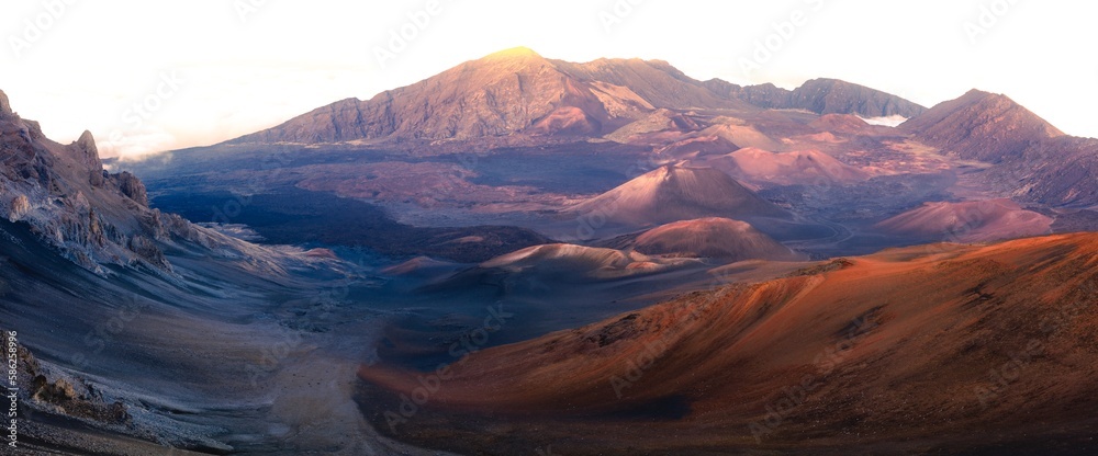 sunset over the Haleakala crater