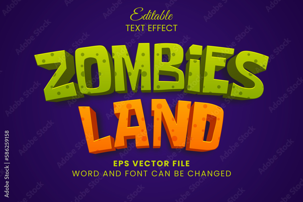zombie land 3d editable vector text effect