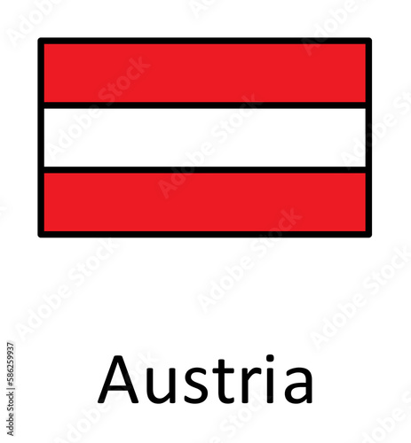 Free Download National flag of Austria in simple colors with name icon - GFXLoad