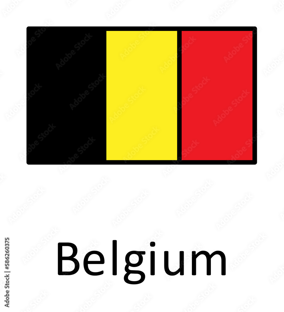 Fototapeta premium National flag of Belgium in simple colors with name icon