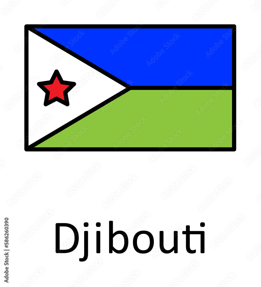 Obraz premium National flag of Djibouti in simple colors with name icon