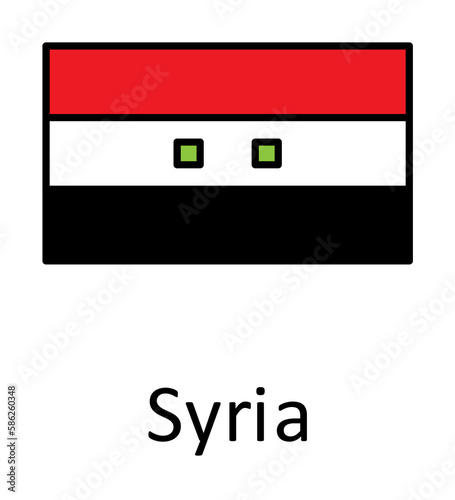National flag of Syria in simple colors with name icon