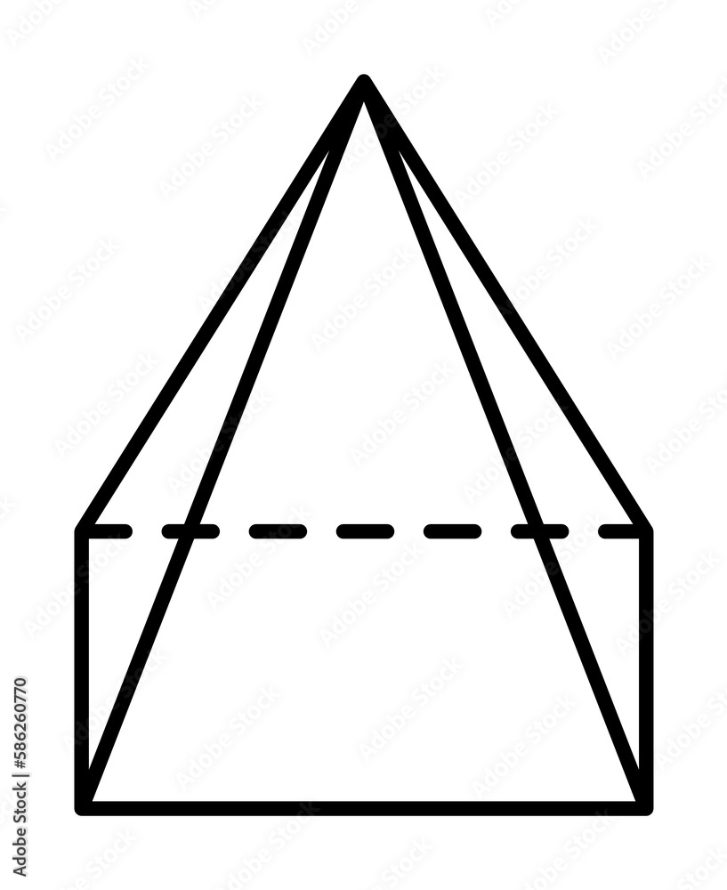 Geometric shapes, quadrangular pyramid icon. Simple line, outline 3d ...