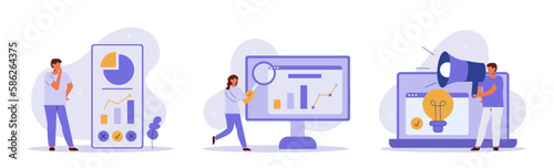 Mobile commerce concept set. Buyers make purchases in app, smart online shopping. People isolated scenes in flat design. Vector illustration for blogging, website, mobile app, promotional materials