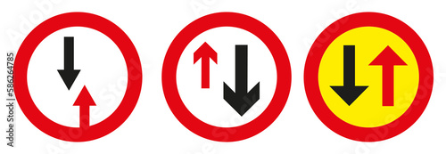 Road sign Advantage of oncoming traffic. Vector graphics.