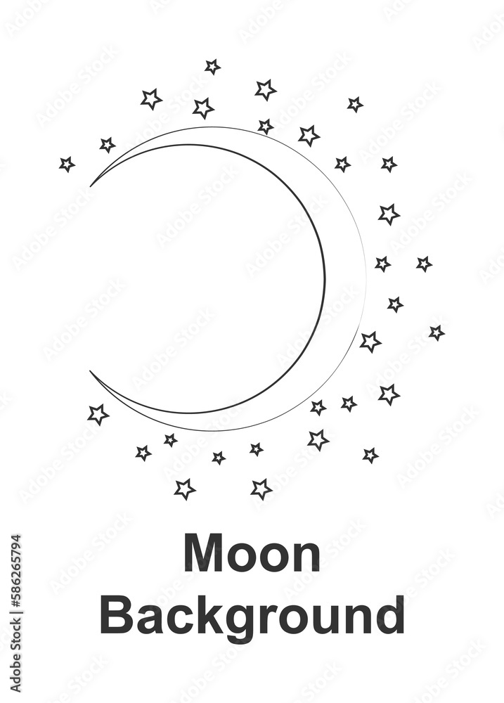 Fototapeta premium Moon round background, hand drawn in round