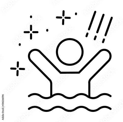 Human drown water icon. Simple line, outline of battle royale games icons for ui and ux, website or mobile application