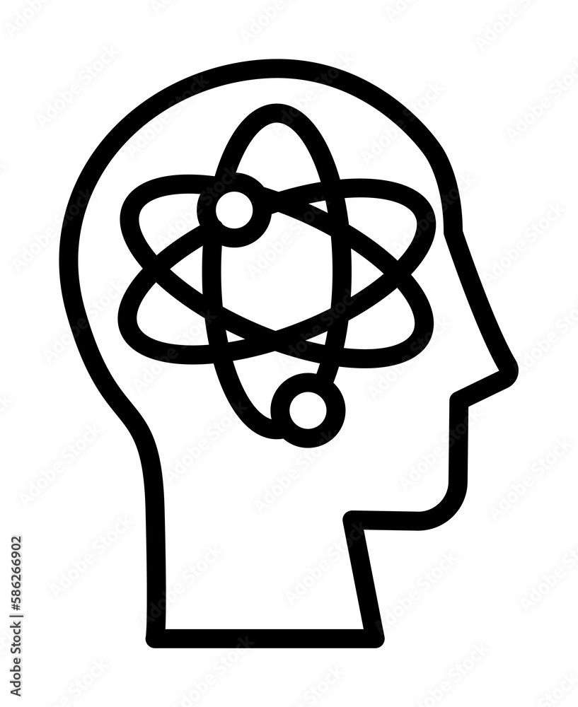 head atom icon. Simple line, outline elements of brain process icons for ui and ux, website or mobile application head atom icon. Simple line, outline elements of brain process icons for ui and ux, website or mobile application