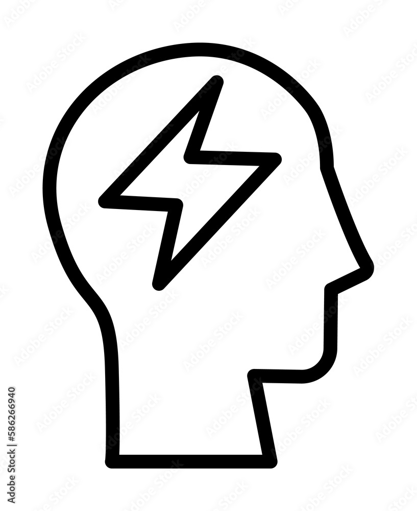 head lightning icon. Simple line, outline elements of brain process icons for ui and ux, website or mobile application head lightning icon. Simple line, outline elements of brain process icons for ui and ux, website or mobile application