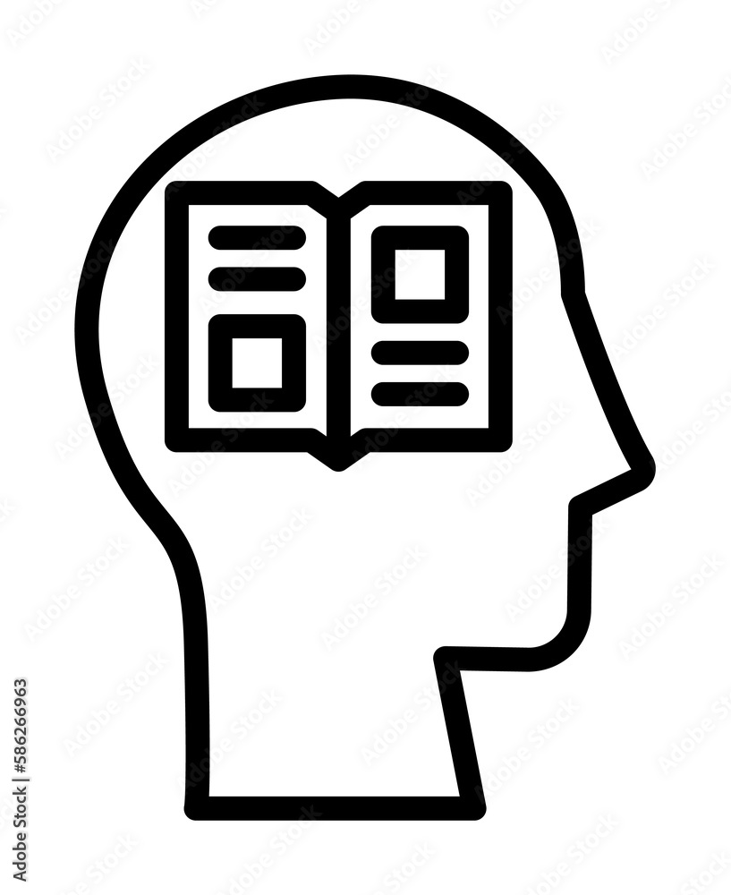 head book icon. Simple line, outline elements of brain process icons for ui and ux, website or mobile application head book icon. Simple line, outline elements of brain process icons for ui and ux, website or mobile application